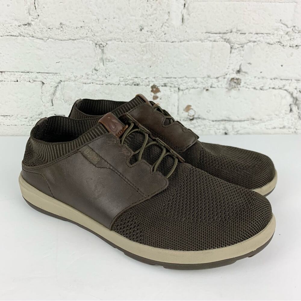 Olukai Makia Ulana Brown Mesh Elastic Laced Slip On Sneakers Mens 9